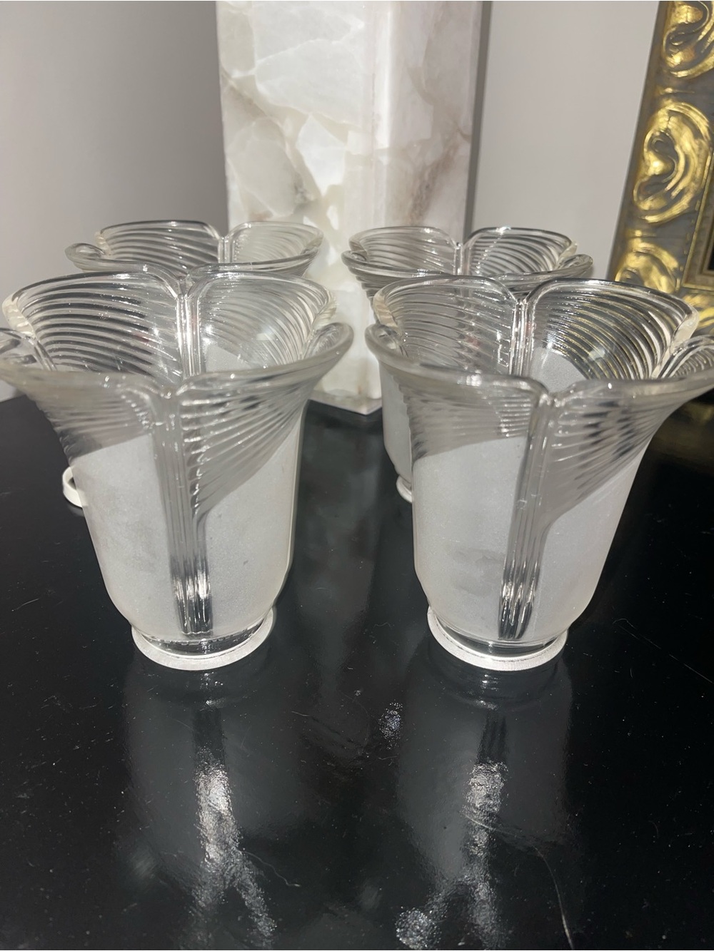 Vintage Clear Glass Tulip shades - Set of 4